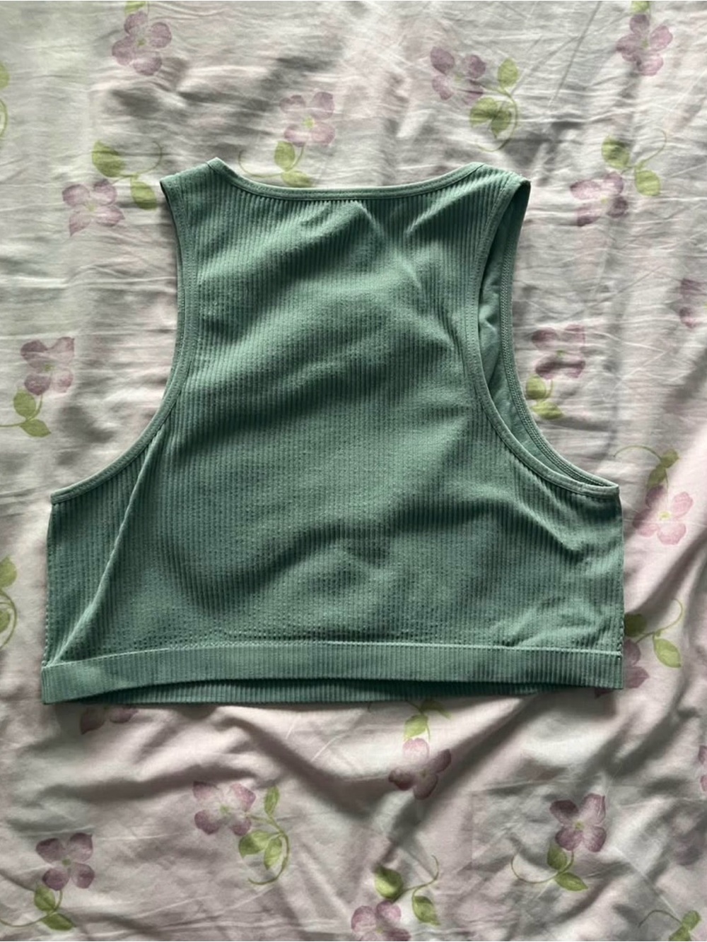 Garage Green Ribbed Cropped Tank - Picture 2 of 2
